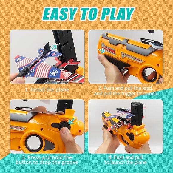 Bubble Plane Toy, Ejection Model Foam with 8 Pcs Glider Launcher, Outdoor - Picture 9 of 12